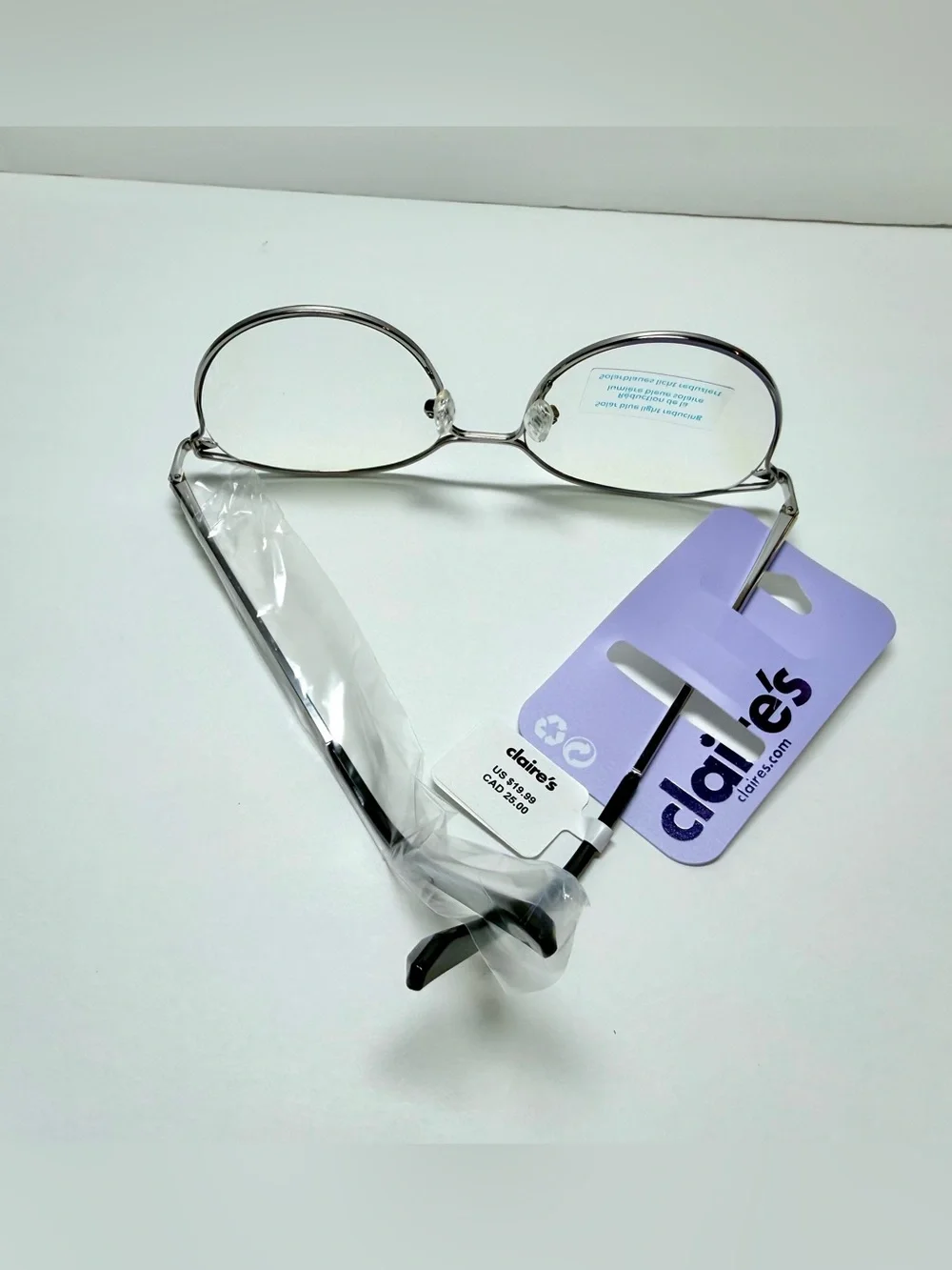 Claire's Round Clear Lens Glasses with Silver Frame